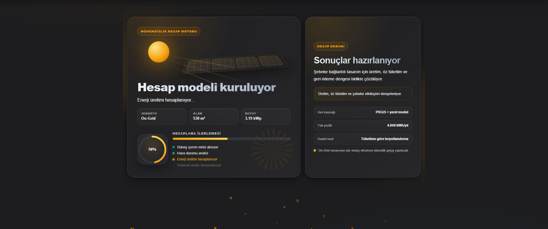 Solar Rota adım 6 hesaplama ekranı